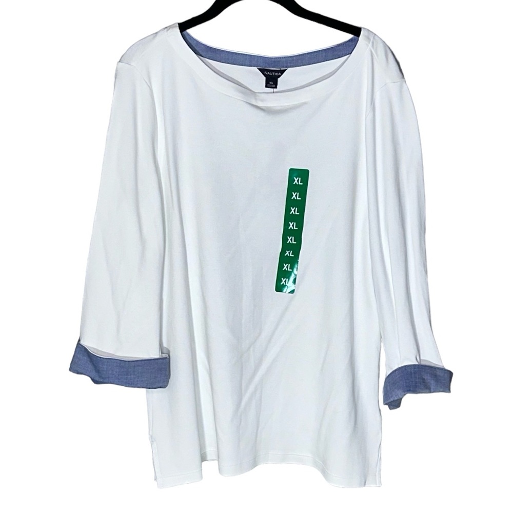 🏷️ NWT 🏷️ Nautica 100% cotton boatneck top with 3/4 sleeves